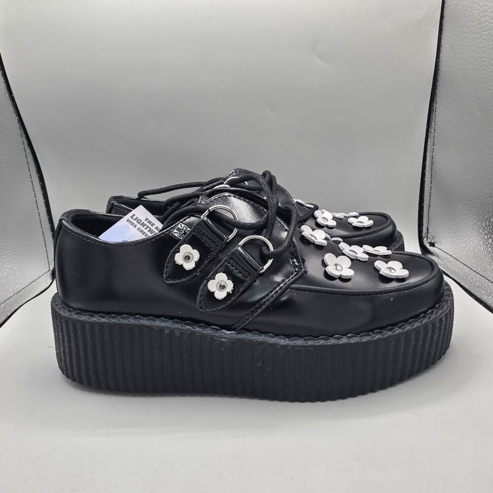 T.U.K. TUKskin Flower Viva Mondo Creepers Black Platform Size: 7